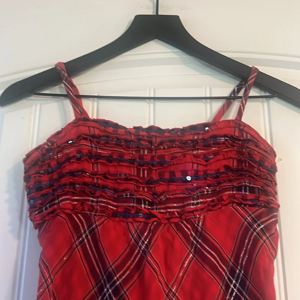 Justice Red Ruched Sequin Camisole size 14